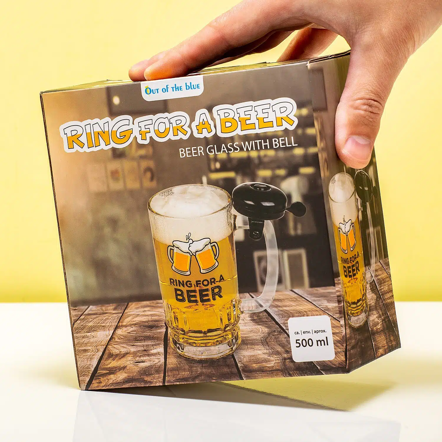 Bierkrug mit Fahrradklingel