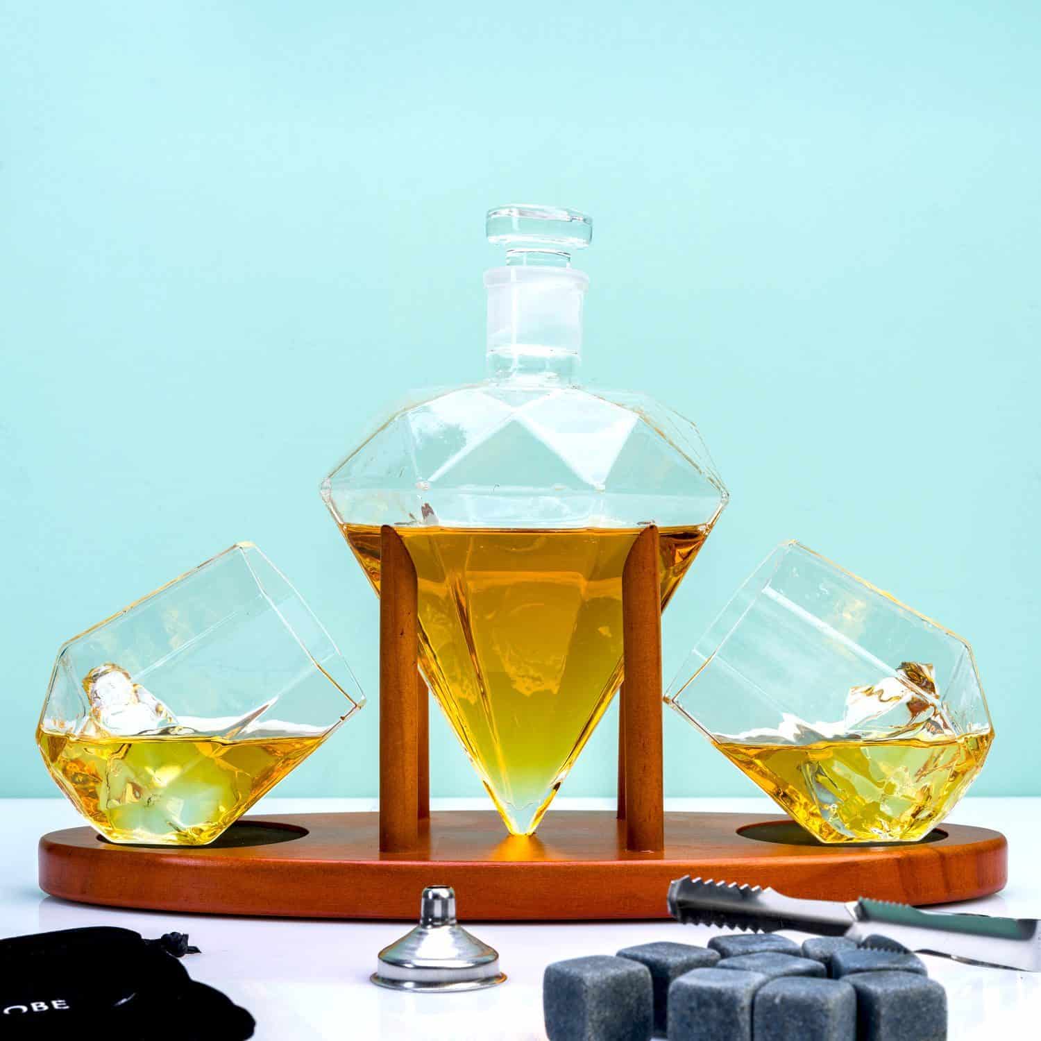 Diamant-Dekanter-Set Deluxe mit Glรคsern