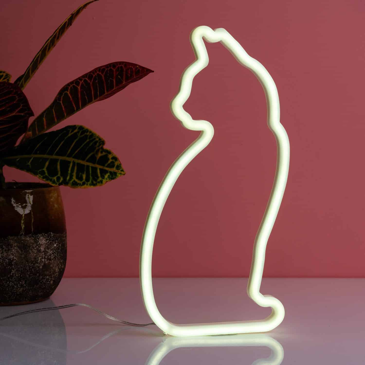 Neon-Katzenlampe