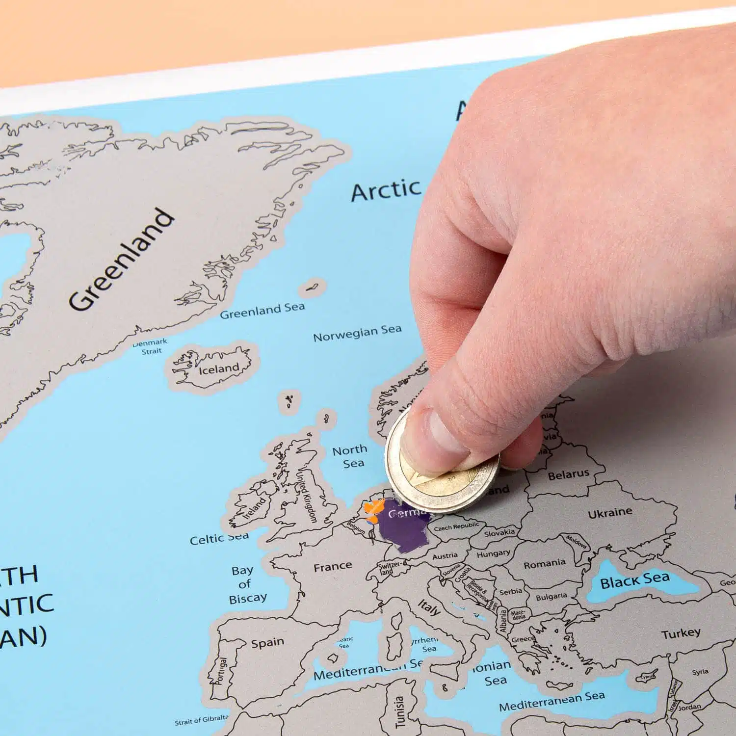 Rubbel-Weltkarte fรผr Reisende