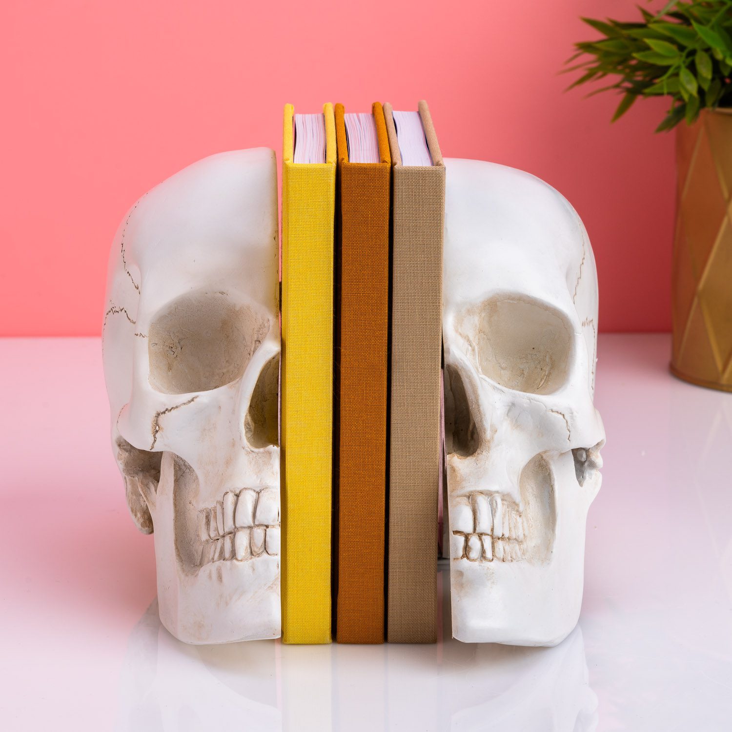 Schädel Buchstützen (Set von 2)