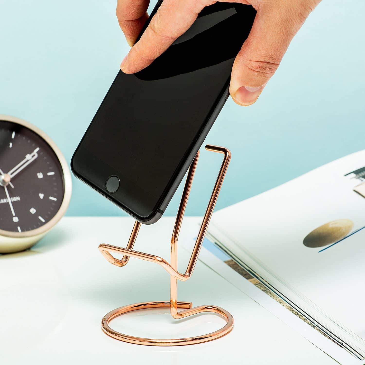 Roségoldener Telefonhalter