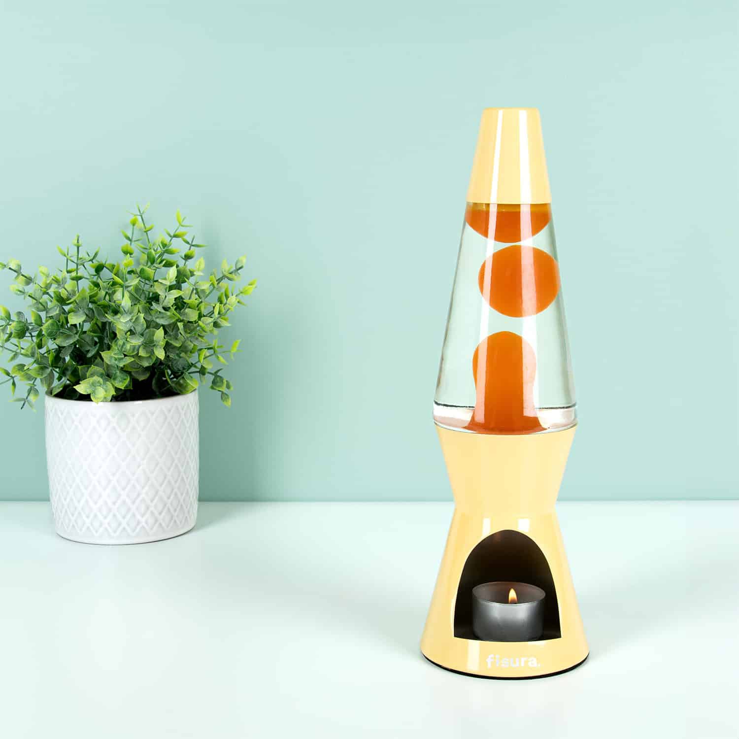 Teelicht Lavalampe - Gelb mit gelber Lava, Rosa mit grรผner Lava