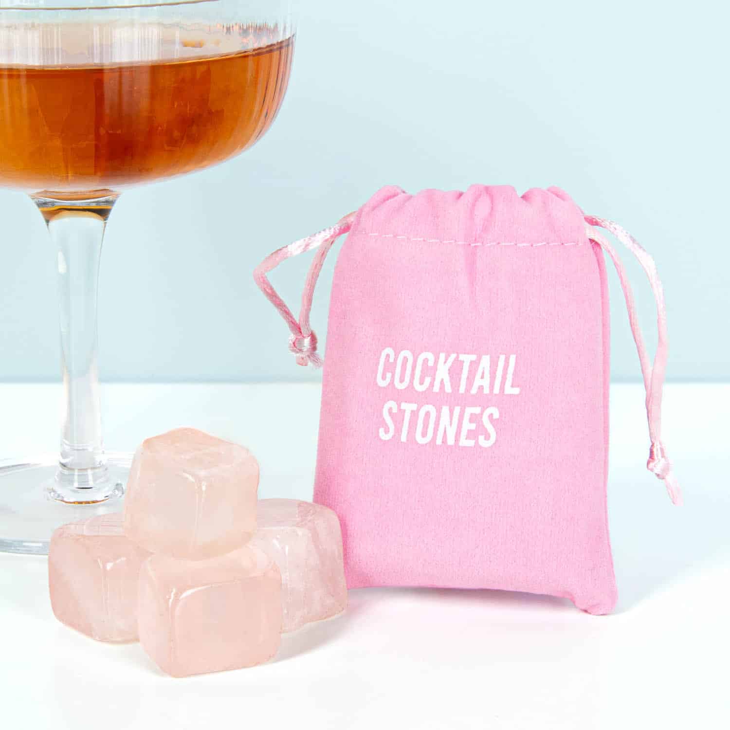 Cocktail-Kühlsteine aus Rosenquarz (6er-Set)