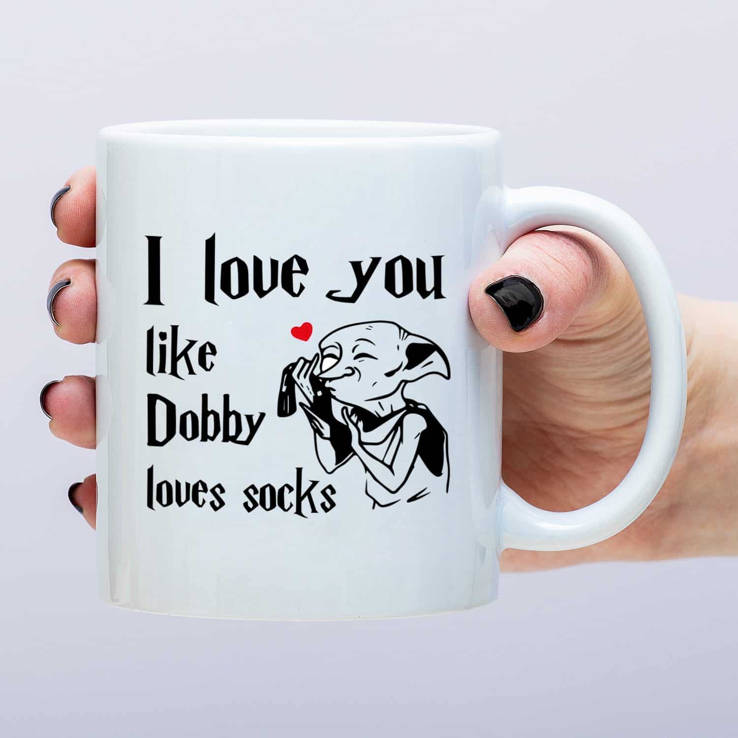 Tasse „I Love You Like Dobby Loves Socks“