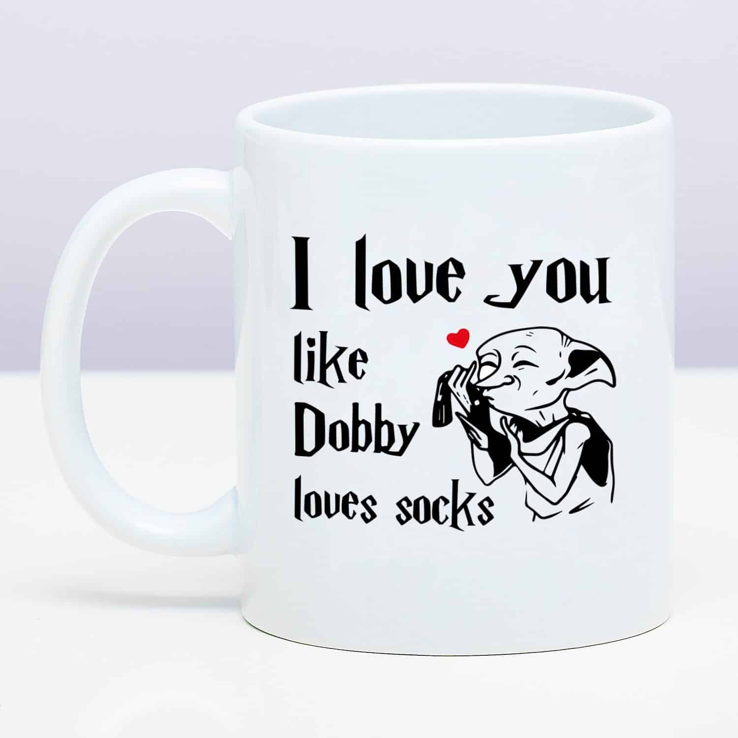 Tasse „I Love You Like Dobby Loves Socks“