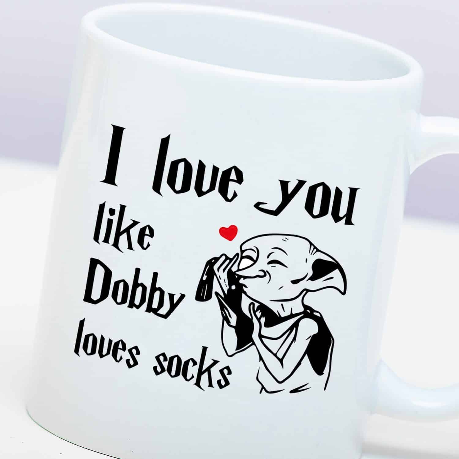 Tasse „I Love You Like Dobby Loves Socks“