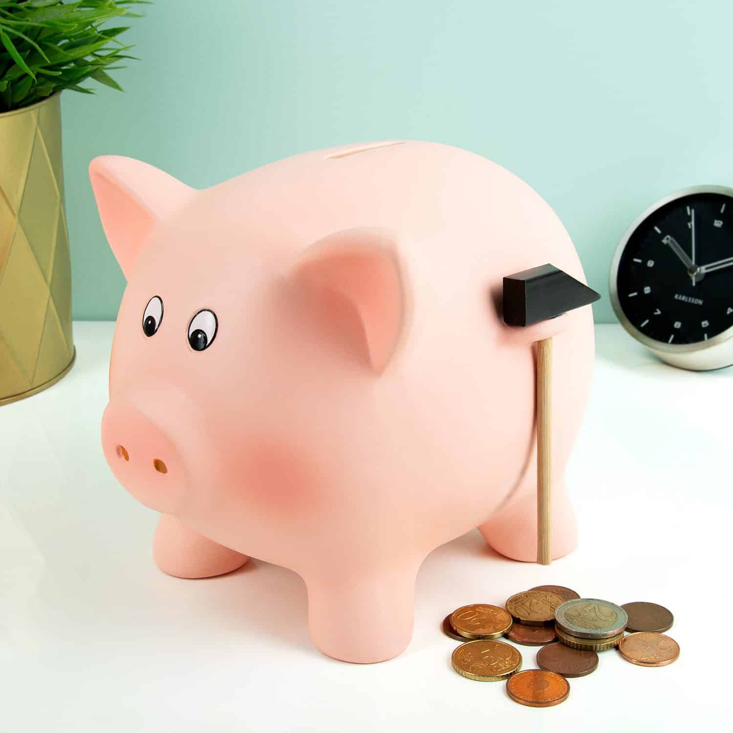 Sparschwein mit Hammer