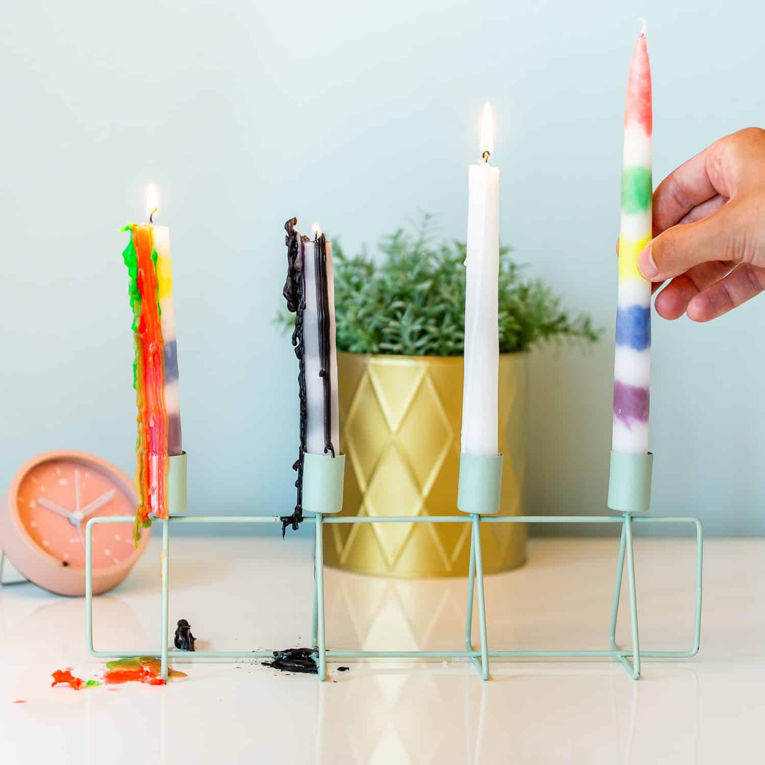 Regenbogen-Tropfkerze (Set von 2)