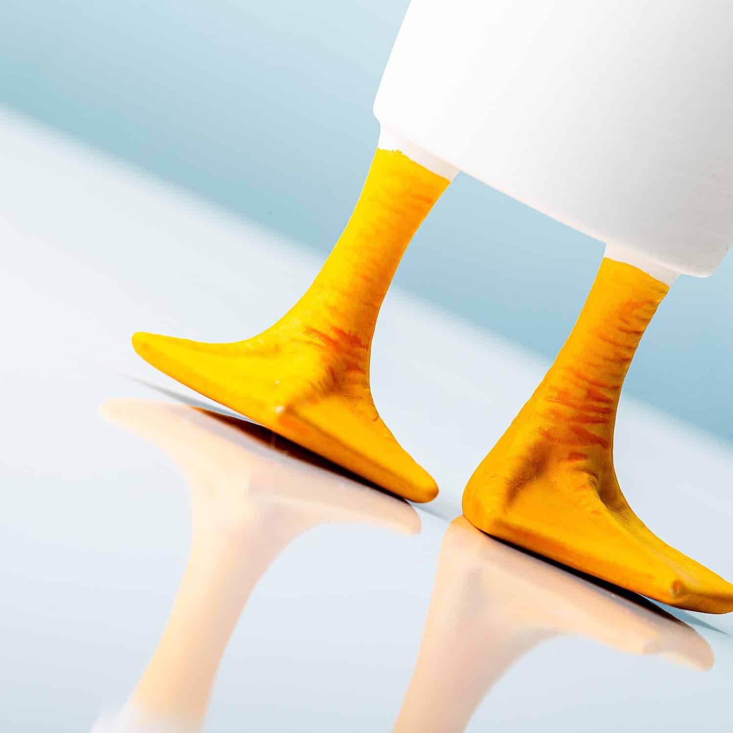 Blumentopf mit Entenfüßen