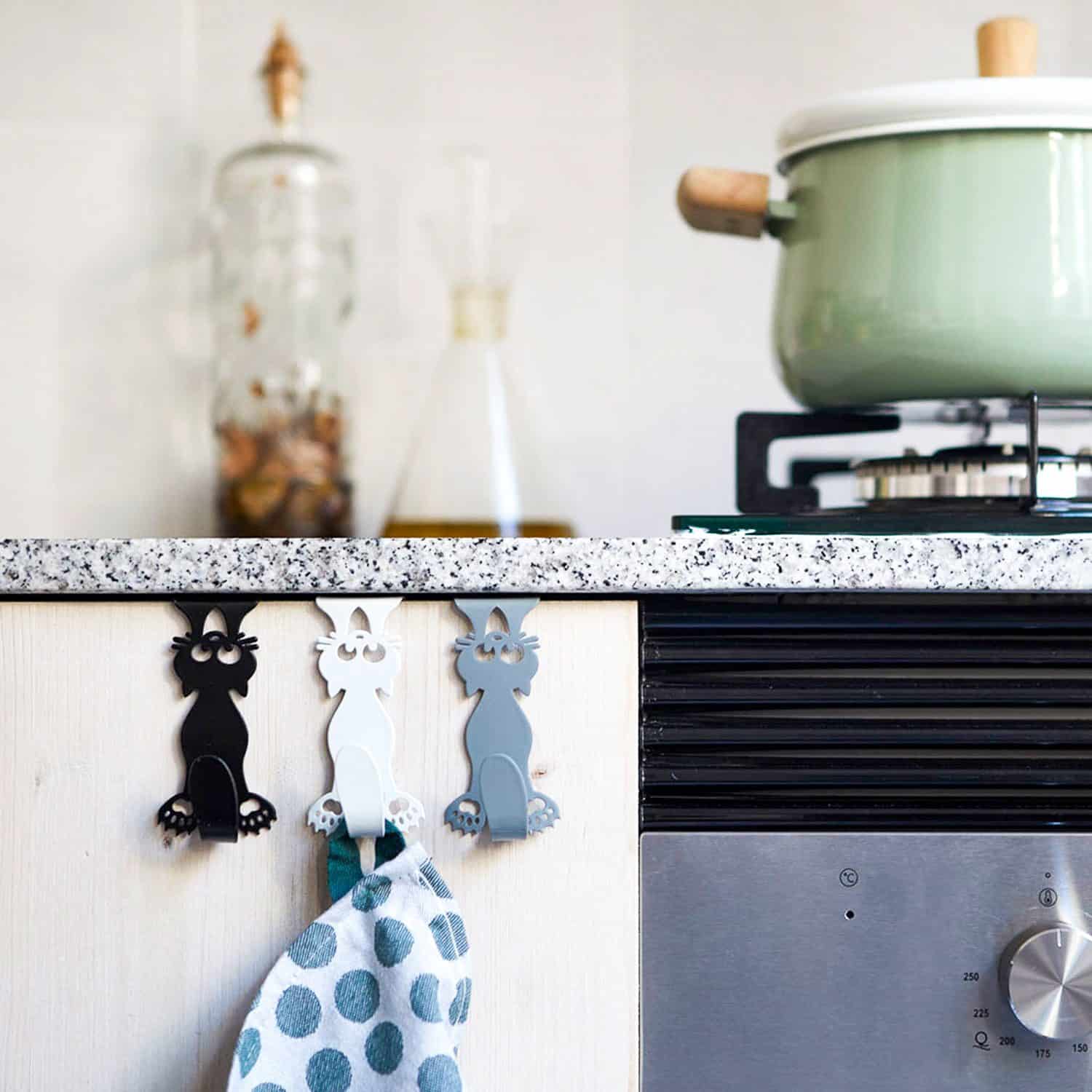 Schubladen-Haken (Set von 3) - Neugierige Katze