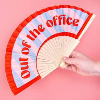 Houten waaier Out of the office