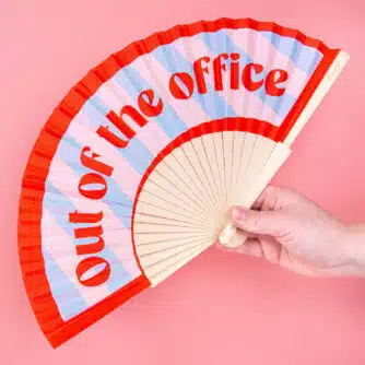 Houten waaier Out of the office