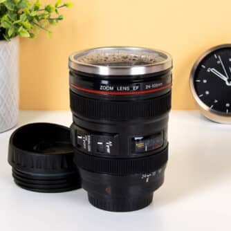 Kameraobjektiv-Becher mit Deckel