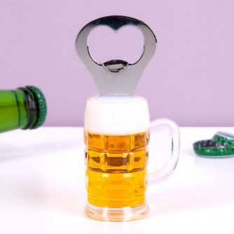 Metal bottle opener, beer glass with magnet, ca. 10, 5 x 3, 5 cm, 18 pcs. per display