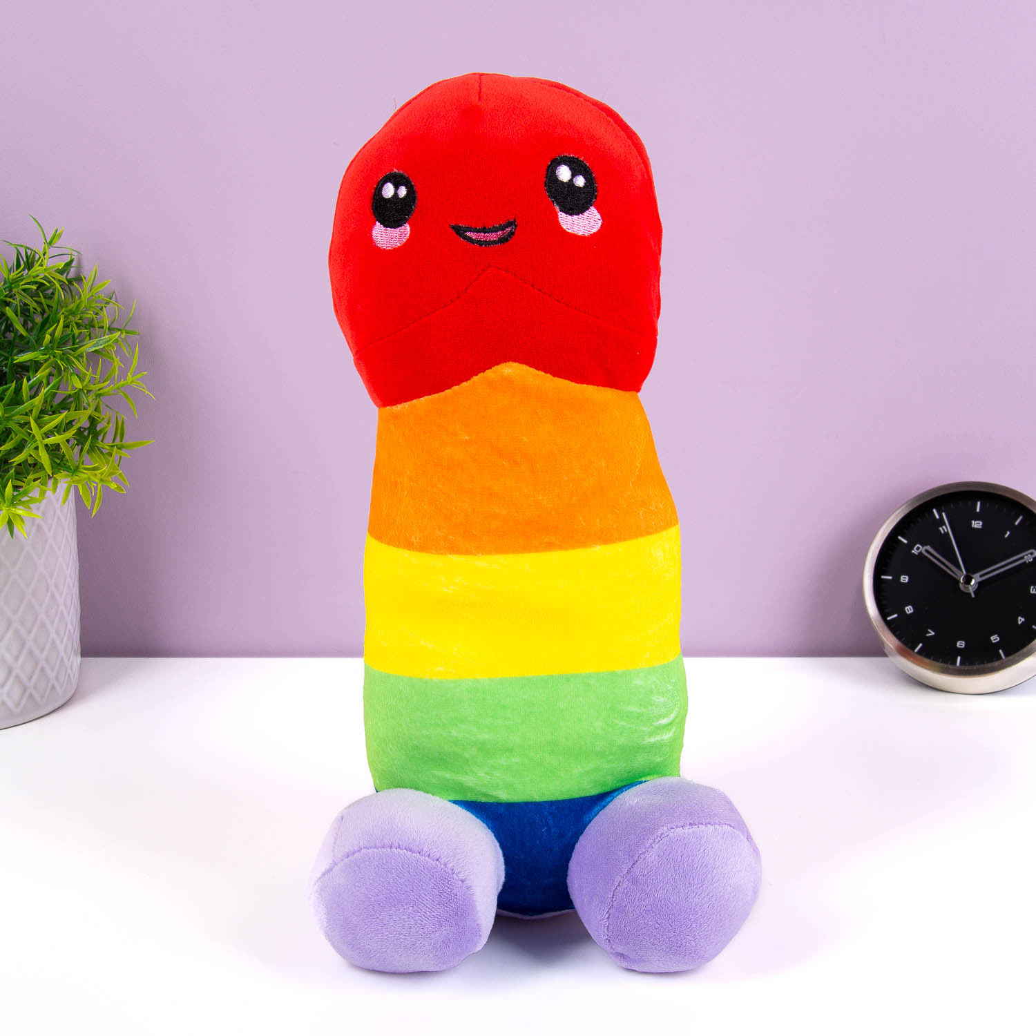 Plush Penis, Rainbow, 30 cm, 100% Polyester, with hangtag
