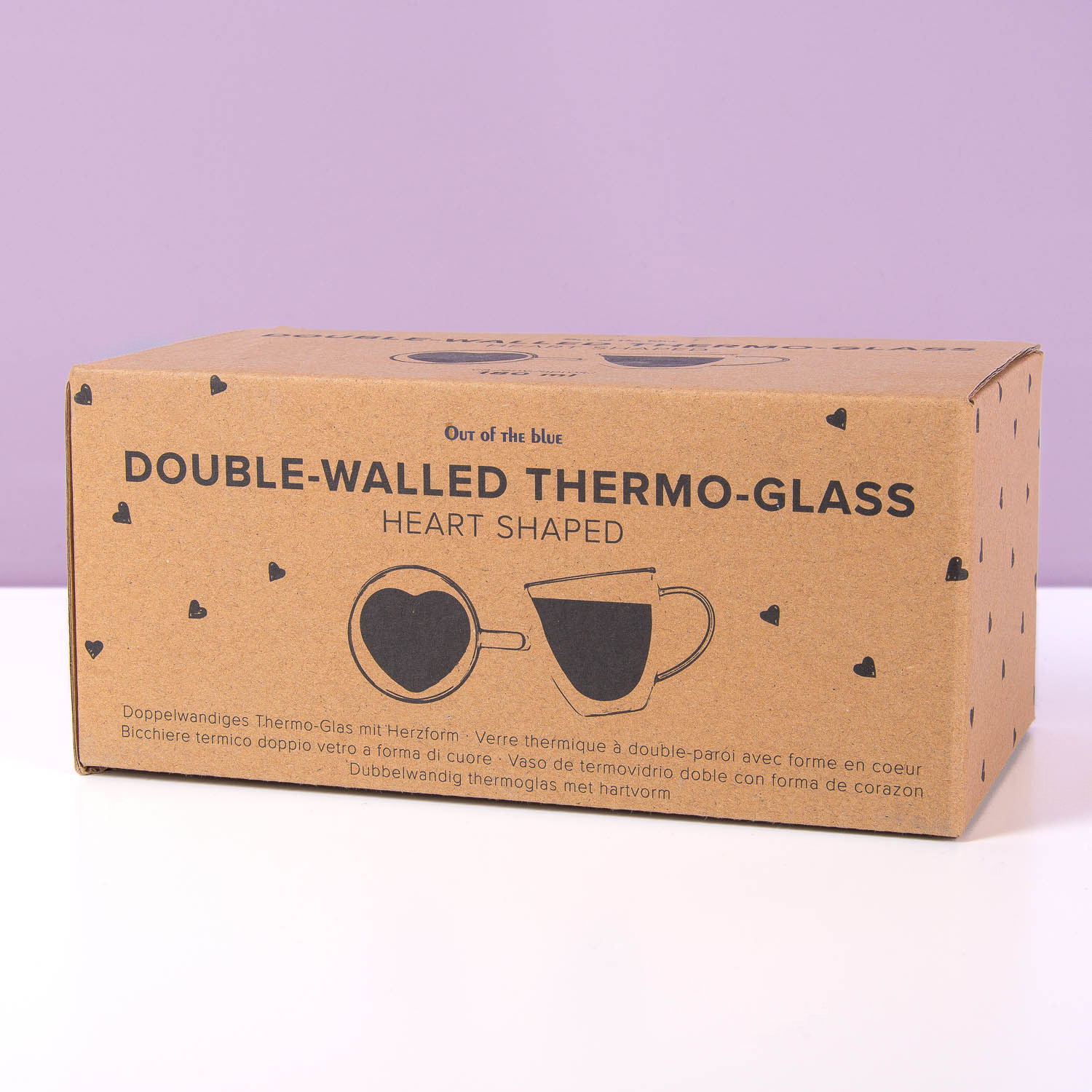 Double-walled thermo-glass with heart shape, ca. 9 x 8,3 cm, ca. 180 ml, brosilicate glass, set of 2 pcs in gift box-Verpakking