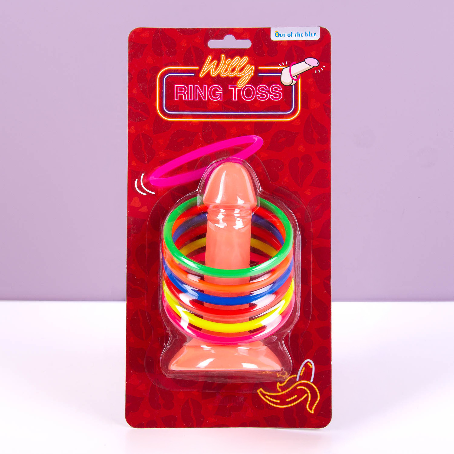 Ring toss game, Penis, with 6 rings, approx. 15 cm, on blistercard-Verpakking