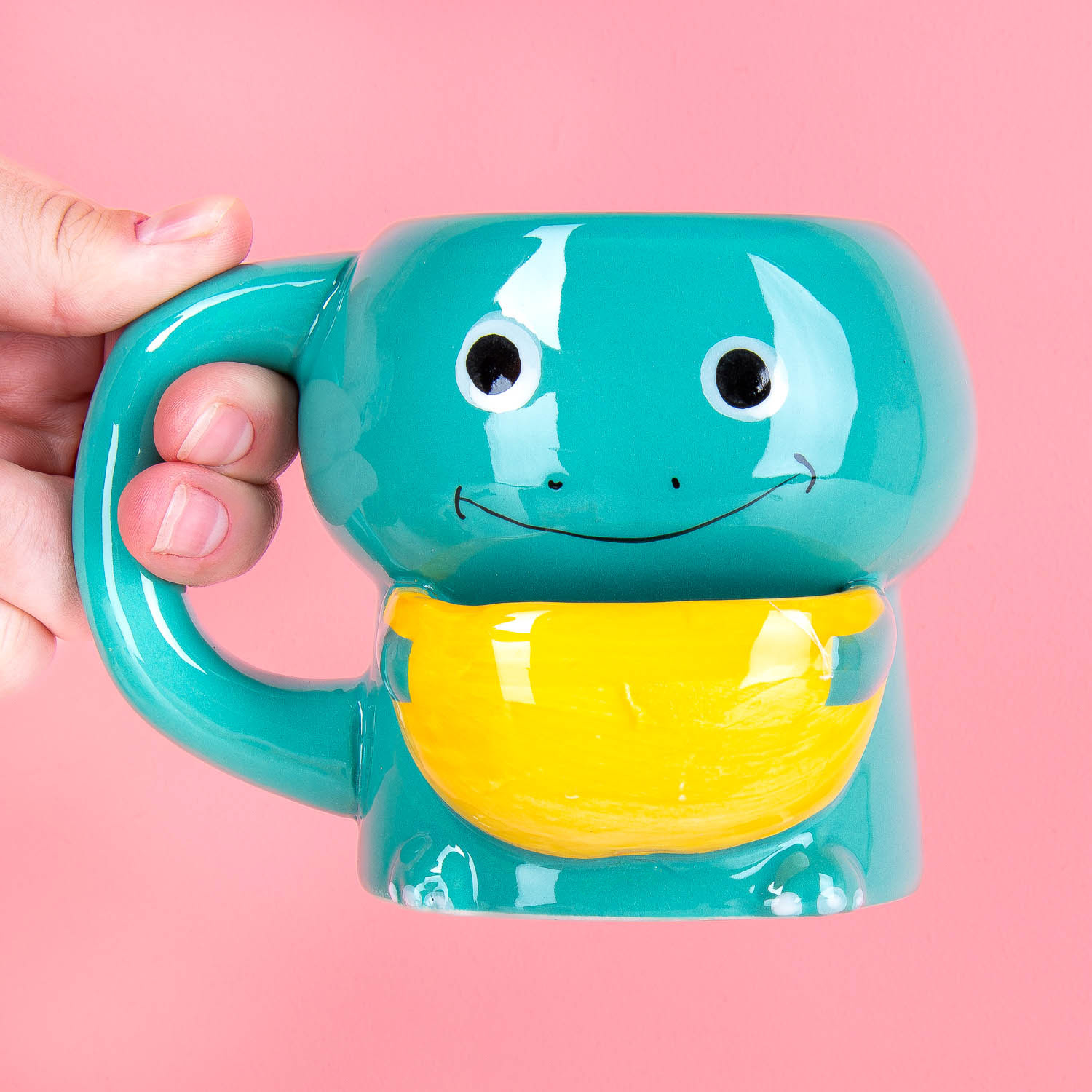 Dolomite Mug, Cookie Cuddler, Dinosaur-Met hand