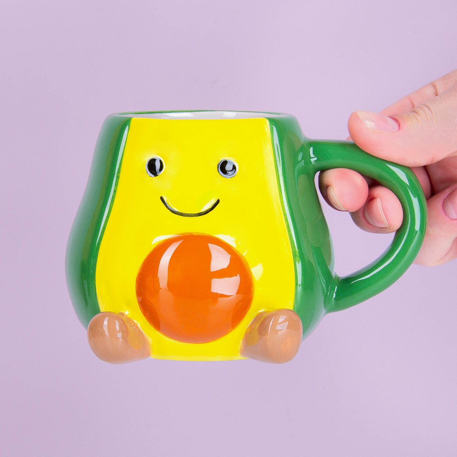 Mug, Kawaii Avocado-Met hand